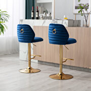 Blue velvet adjustable counter height swivel bar stools chair set of 2 by La Spezia additional picture 2