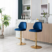Blue velvet adjustable counter height swivel bar stools chair set of 2 by La Spezia additional picture 4