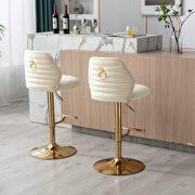 Cream velvet adjustable counter height swivel bar stools chair set of 2 by La Spezia additional picture 3