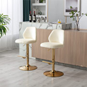 Cream velvet adjustable counter height swivel bar stools chair set of 2 by La Spezia additional picture 4