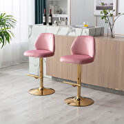 Pink velvet adjustable counter height swivel bar stools chair set of 2 by La Spezia additional picture 2