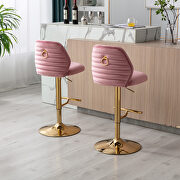 Pink velvet adjustable counter height swivel bar stools chair set of 2 by La Spezia additional picture 4
