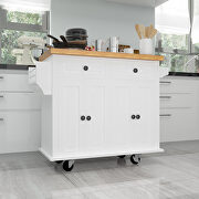 Versatile design kitchen island cart with two storage cabinets in white by La Spezia additional picture 2