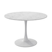 White marble round mdf top modern dining table with metal base by La Spezia additional picture 5