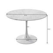 White marble round mdf top modern dining table with metal base by La Spezia additional picture 6