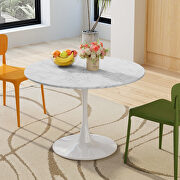 White marble round mdf top modern dining table with metal base by La Spezia additional picture 7