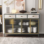 4 glass doors modern sideboard with 3 top drawers by La Spezia additional picture 5