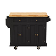Versatile design kitchen island cart with two storage cabinets in black by La Spezia additional picture 2