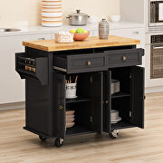Versatile design kitchen island cart with two storage cabinets in black by La Spezia additional picture 3