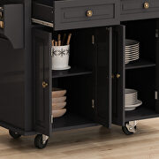 Versatile design kitchen island cart with two storage cabinets in black by La Spezia additional picture 5