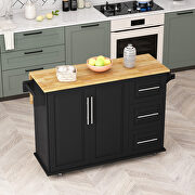 Kitchen island cart with spice rack towel rack in black by La Spezia additional picture 2