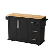 Kitchen island cart with spice rack towel rack in black by La Spezia additional picture 7