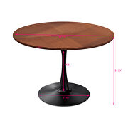 Oak finish round wood top modern dining table with metal base by La Spezia additional picture 7