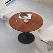 Oak finish round wood top modern dining table with metal base by La Spezia additional picture 10