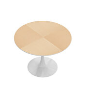 Natural finish round wood top modern dining table with metal base by La Spezia additional picture 7