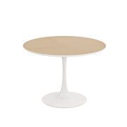 Natural finish round wood top modern dining table with metal base by La Spezia additional picture 8