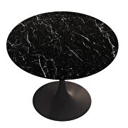 Marble round mdf top modern dining table with metal base by La Spezia additional picture 5