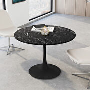 Marble round mdf top modern dining table with metal base by La Spezia additional picture 7