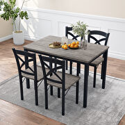 Industrial wooden dining set with metal frame and 4 chairs in brown/ gray by La Spezia additional picture 7