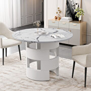 Modern round dining table with printed white marble top by La Spezia additional picture 3