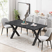 Modern square dining table with printed black marble top and x-shape legs by La Spezia additional picture 2