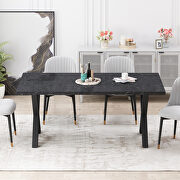 Modern square dining table with printed black marble top and x-shape legs by La Spezia additional picture 3