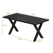 Modern square dining table with printed black marble top and x-shape legs by La Spezia additional picture 4