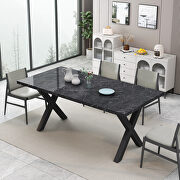 Modern square dining table with printed black marble top and x-shape legs by La Spezia additional picture 5