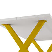 Modern square dining table with printed white marble top and gold x-shape legs by La Spezia additional picture 8
