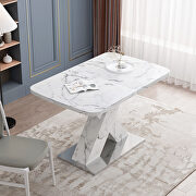 Modern square white marble top dining table with x-shape legs by La Spezia additional picture 2