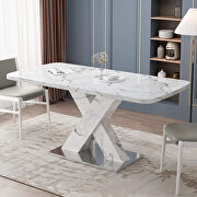 Modern square white marble top dining table with x-shape legs by La Spezia additional picture 4