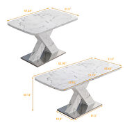 Modern square white marble top dining table with x-shape legs by La Spezia additional picture 9