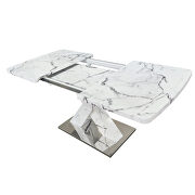 Modern square white marble top dining table with x-shape legs by La Spezia additional picture 10