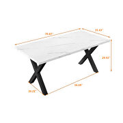 Modern square dining table with printed white marble top and black x-shape legs by La Spezia additional picture 5