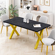 Modern square dining table with printed black marble top and gold x-shape legs by La Spezia additional picture 2