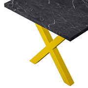 Modern square dining table with printed black marble top and gold x-shape legs by La Spezia additional picture 7