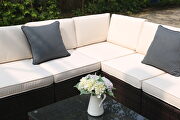 6 pieces pe rattan furniture sectional conversation set brown rattan with beige cushion by La Spezia additional picture 13
