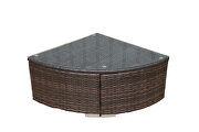 6 pieces pe rattan furniture sectional conversation set brown rattan with beige cushion additional photo 3 of 14