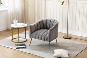Wide tufted gray velvet barrel chair by La Spezia additional picture 8