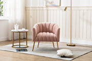 Wide tufted pink velvet barrel chair additional photo 4 of 8