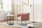 Wide tufted pink velvet barrel chair additional photo 5 of 8