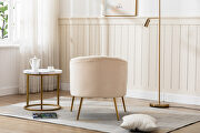 Wide tufted beige velvet barrel chair by La Spezia additional picture 3