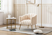 Wide tufted beige velvet barrel chair by La Spezia additional picture 7