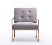 Wide ravia gray velvet tufted upholstered golden metal frame accent armchair by La Spezia additional picture 6