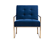 Wide ravia blue velvet tufted upholstered golden metal frame accent armchair by La Spezia additional picture 11