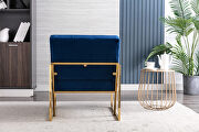 Wide ravia blue velvet tufted upholstered golden metal frame accent armchair by La Spezia additional picture 12