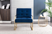 Wide ravia blue velvet tufted upholstered golden metal frame accent armchair by La Spezia additional picture 14