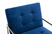 Wide ravia blue velvet tufted upholstered golden metal frame accent armchair by La Spezia additional picture 9
