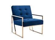 Wide ravia blue velvet tufted upholstered golden metal frame accent armchair by La Spezia additional picture 10