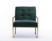 Wide ravia green velvet tufted upholstered golden metal frame accent armchair by La Spezia additional picture 7